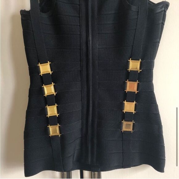 Herve Leger Black Top with Gold Accents XS - Picture 6 of 12
